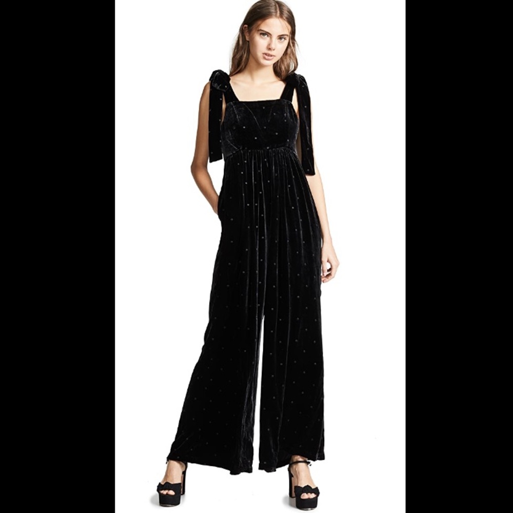 Ulla Johnson Minnet Swiss-Dot Velvet Jumpsuit